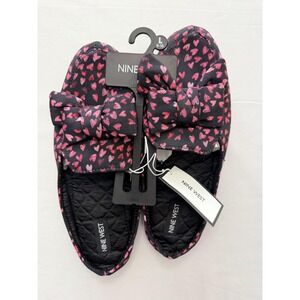 Nine West Slippers Womens Size 9.5 Black Heart‎ Bow Loafer Valentine NWCOM50840